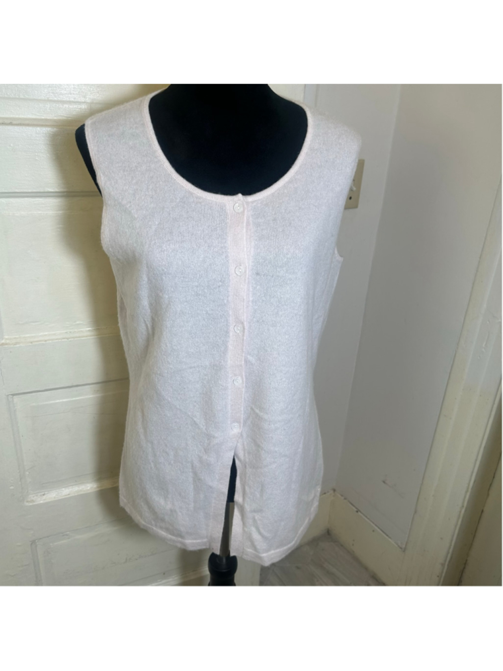 Women's Rachel Zoe Cashmere Vest Size L Capsule Ballet Longline Cosy Blush Fall